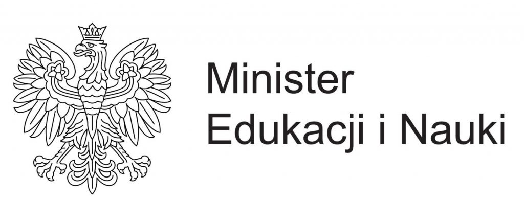 czarno białe logo z orłem, napis Minister Edukacji i Nauki