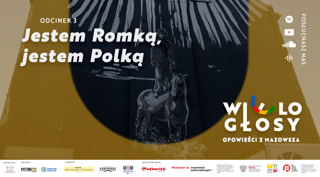 Grafika z romskim muralem w Warszawie i tytułem podcastu.
