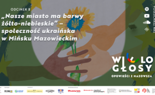 tytuł odcinka na tle muralu z dziecięcymi rękami trzymającymi słonecznik z ukraińskim trójzębem