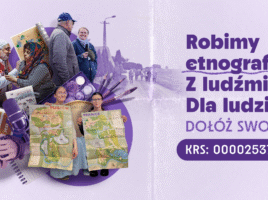 Plakat przedstawia różne działania Stowarzyszenia Pracowni poprzez szereg obrazków w formie kolażu - postaci prezentujące mapę, ręce trzymające aparat fotograficzny, osoby rozmawiające ze sobą.