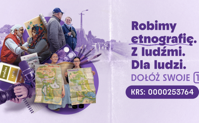 Plakat przedstawia różne działania Stowarzyszenia Pracowni poprzez szereg obrazków w formie kolażu - postaci prezentujące mapę, ręce trzymające aparat fotograficzny, osoby rozmawiające ze sobą.