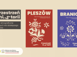 Plakat przedstawia okładki dwóch map dawnych wsi dzisiejszego Krakowa - Pleszowa i Branic.