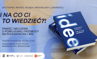 plakat wydarzenia (okładka książki i informacje o wydarzeniu)